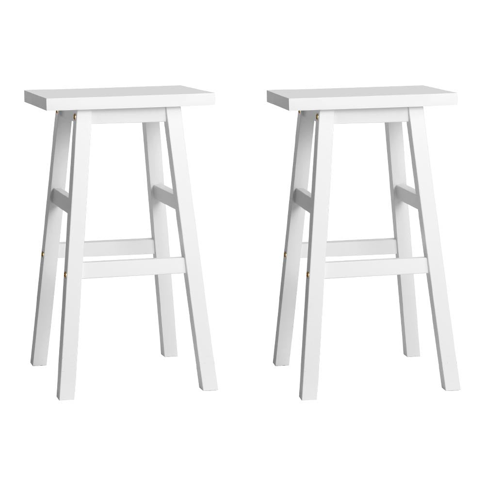 Artiss Set of 2 Beech Wood Bar Stools - White