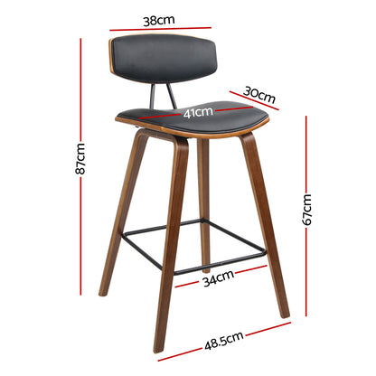 Artiss Set of 2 PU Leather Circular Footrest Bar Stools - Black