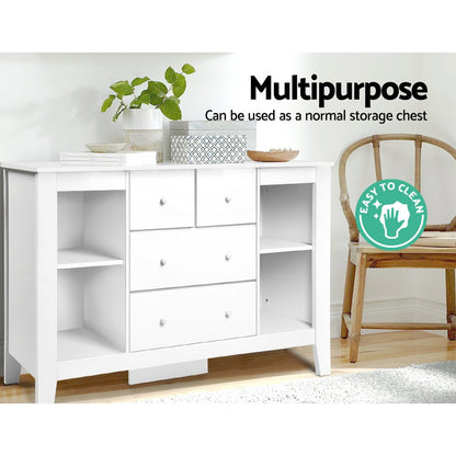 Keezi Baby Change Table Tall boy Drawers Dresser Chest Storage Cabinet White