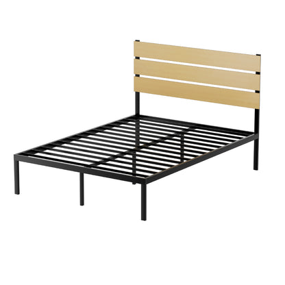 Artiss Bed Frame Metal Bed Base Double Size Platform Foundation Black PAULA