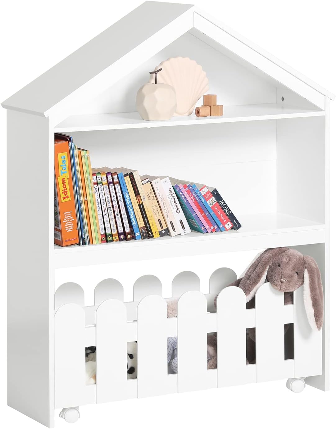 Kids Bookcase Shelf Storage Mobile Toy Chest