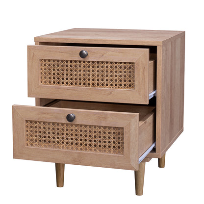 Natura Rattan Bedside Table With 2 Drawers