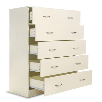 Sarantino Tallboy Dresser 6 Chest Of Drawers Cabinet 85 X 39.5 X 105 - White