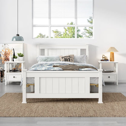 King Single Solid Pine Timber Bed Frame &#8211; White