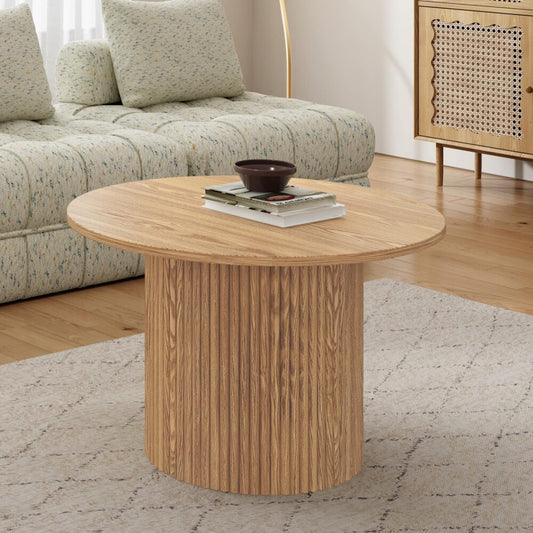 Luxe Ribbed Round Coffee Table Wooden