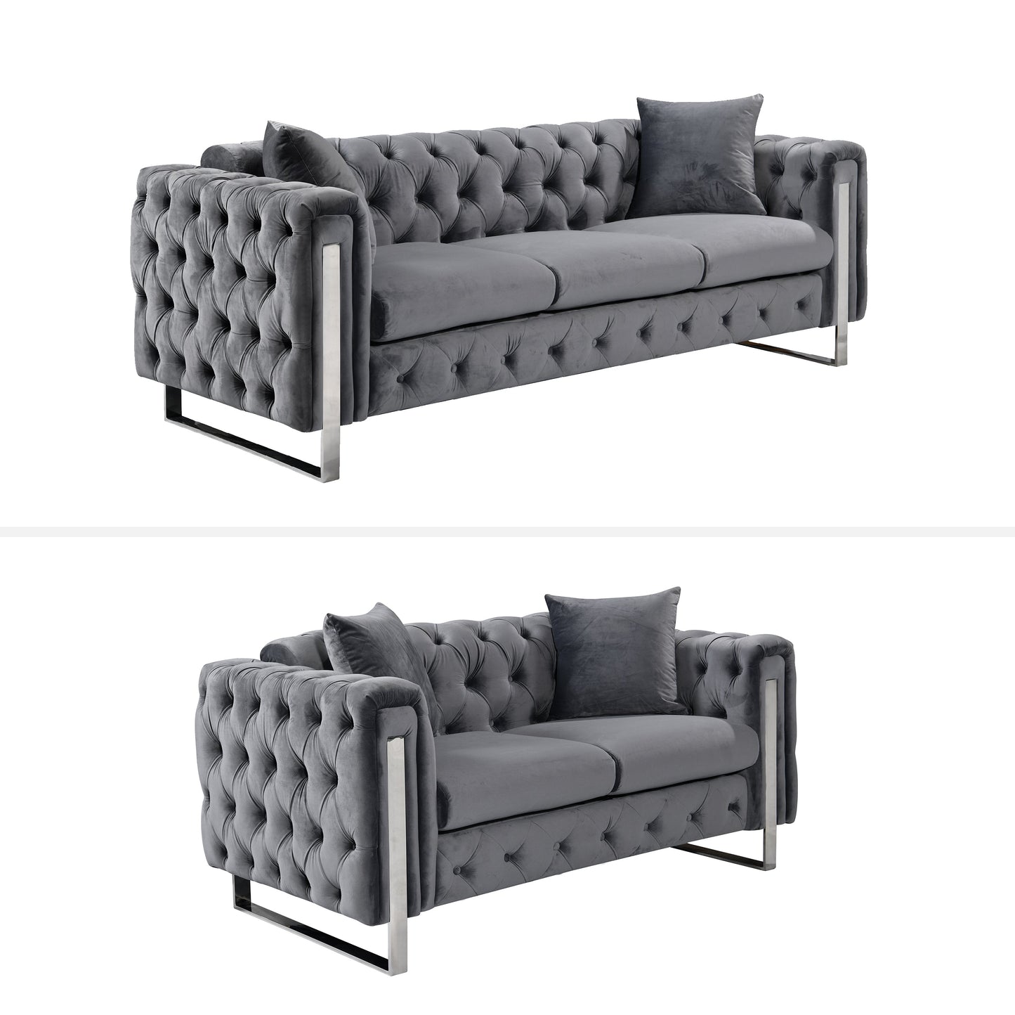 Madeline Range - Dark Grey Velvet - Silver Trims