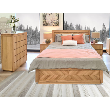 Rosemallow 4pc Queen Bed Frame Bedroom Suite Timber Bedside Tallboy Package Set