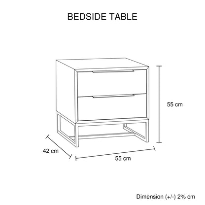 4 Pieces Bedroom Suite made in Solid Wood Acacia Veneered King Size Oak Colour Bed, Bedside Table & Dresser