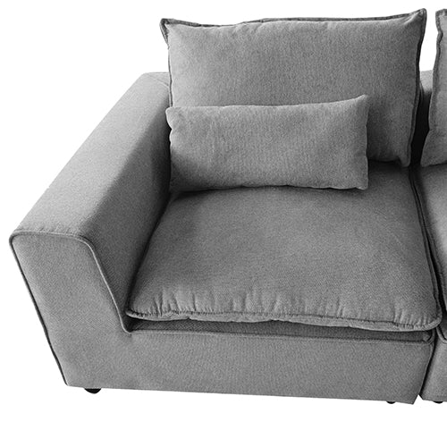 6 Seater Cloud Sectional Sofa in Belfast Fabric Grey Living Room Couch with Ottoman