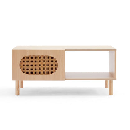 Kailua Rattan Coffee Table with Storage in Maple