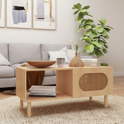 Kailua Rattan Coffee Table with Storage in Maple