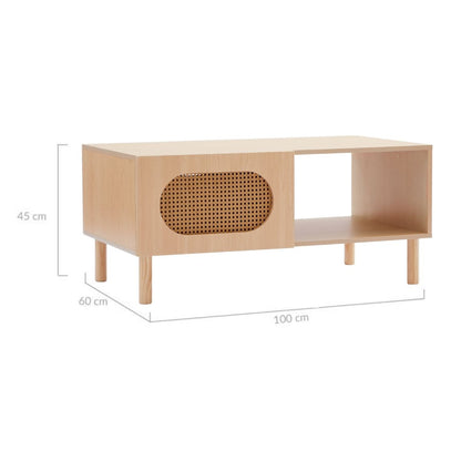 Kailua Rattan Coffee Table with Storage in Maple