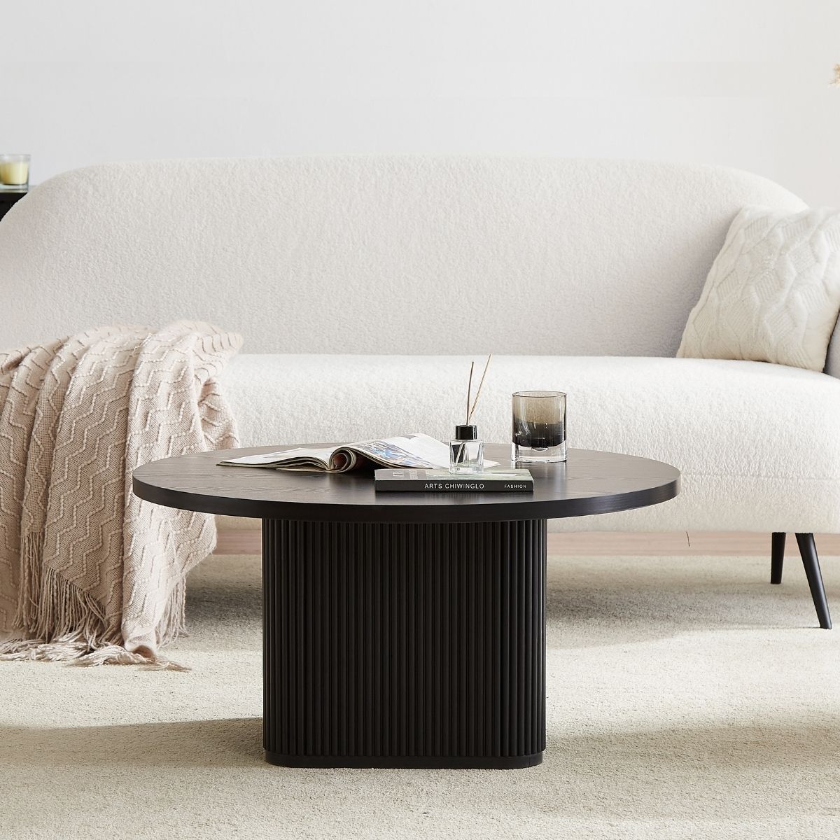 Kate Black Round Column Coffee Table