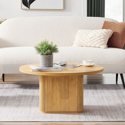 Kate Round Column Coffee Table in Natural